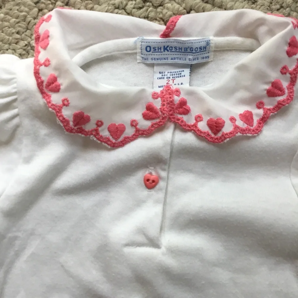 OshKosh B'gosh Blue and Pink Striped Pinafore with White Blouse